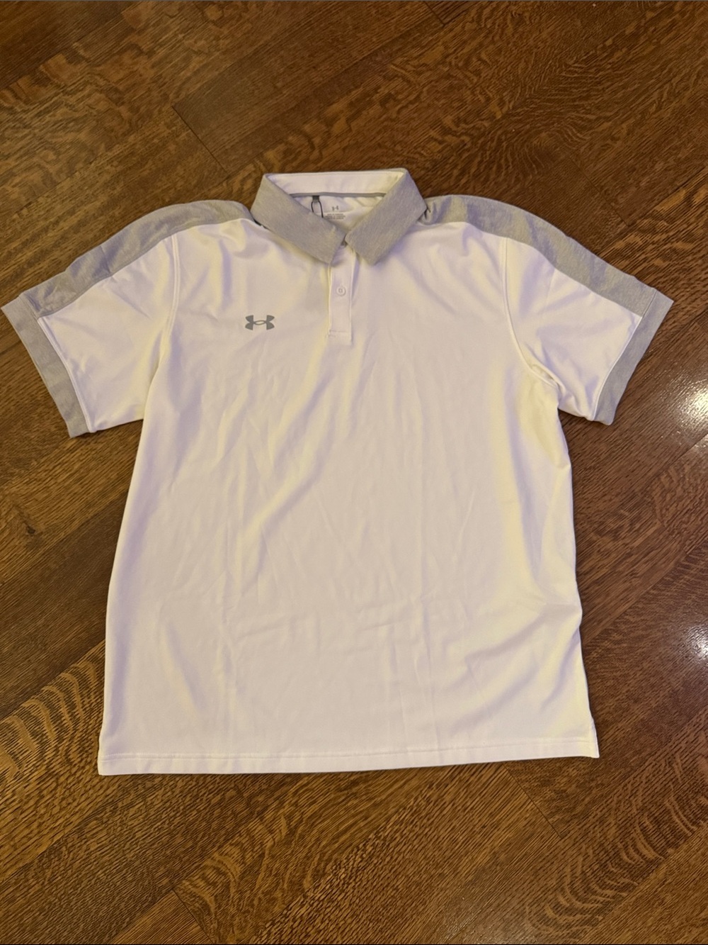 NWT Under Armour Men’s UA Trophy Polo White Mod Gray Golf Shirt XL - Picture 2 of 7